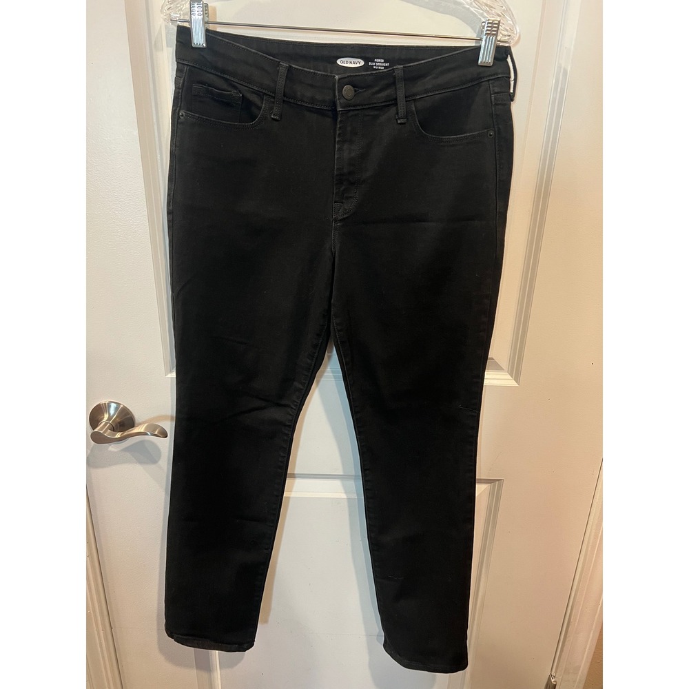 Old Navy Womens Slim Straight Jeans Power Slim Straight Black 10
